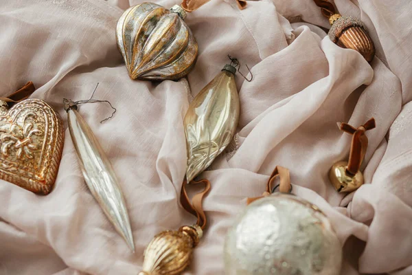 Stylish Christmas Vintage Ornaments Soft Pastel Cloth Merry Christmas Preparation — Foto de Stock