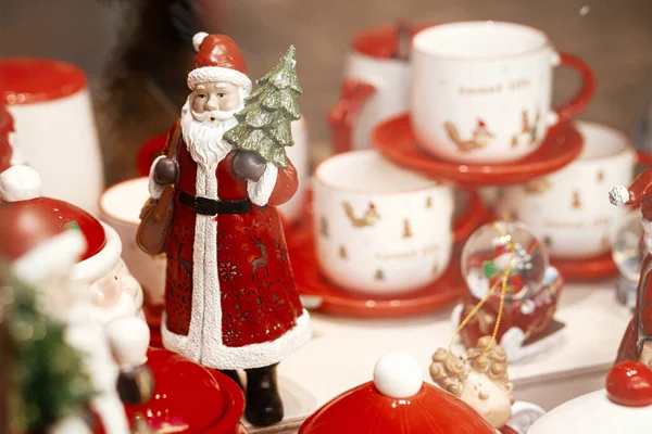 Souvenir Natale Eleganti Clausole Babbo Natale Palle Neve Giocattoli Pupazzo — Foto Stock