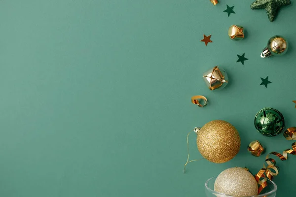 Buon Anno Nuovo Buon Natale Elegante Natale Bagattelle Oro Coriandoli — Foto Stock
