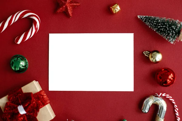 Scherzi Con Biglietti Natale Moderna Composizione Biglietto Auguri Piatto Laici — Foto Stock
