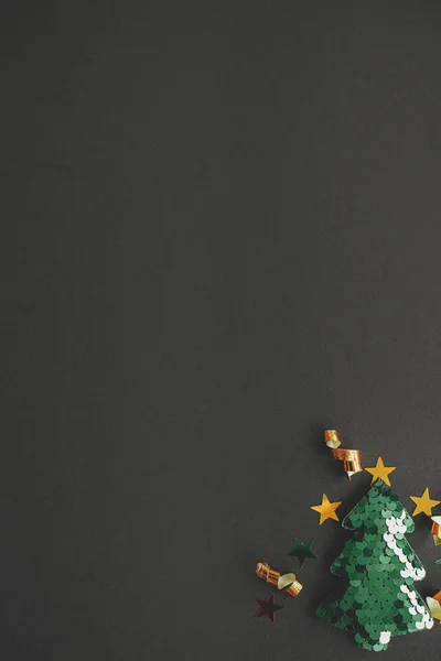 Christmas Tree Modern Minimal Flat Lay Winter Holidays Concept Stylish — Stock Photo, Image