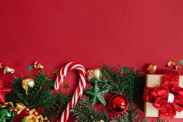 Buon Natale Moderna Posa Appartamento Natale Eleganti Bagattelle Natalizie Rami — Foto Stock