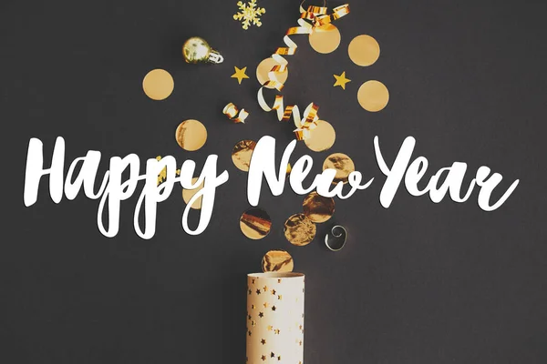 Happy New Year Text Sign Modern Creative Firework Flat Lay — Stock Photo, Image