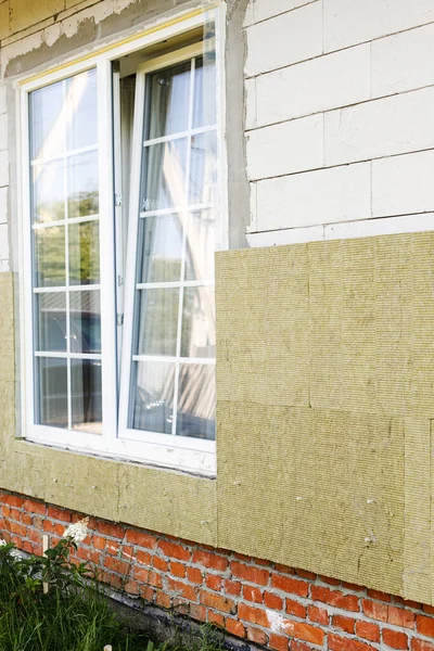 House Insulation Concept Facade Insulation Mineral Wool Thermal Improvement Energy — Stock Photo, Image