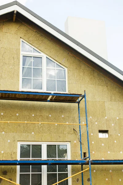 Facade Insulation Mineral Wool Thermal Improvement Energy Saving Modern Farmhouse — Stock Photo, Image