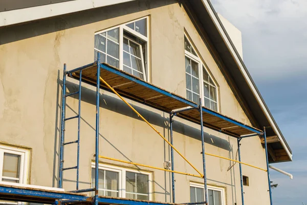 Dämmkonzept Für Das Haus Fassadendämmung Mit Mineralwolle Wärmeverbesserung Und Energieeinsparung — Stockfoto