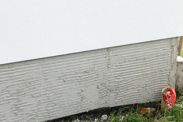 Facade Renovation Insulation Mineral Wool White Plaster Walls Modern Farmhouse — Stock Photo, Image