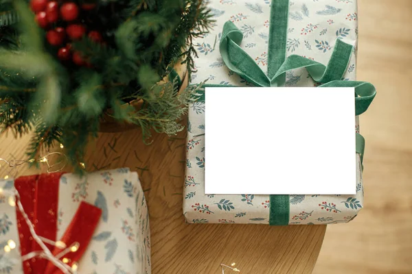 Scherzi Con Biglietti Natale Biglietto Auguri Vuoto Elegante Regalo Natale — Foto Stock