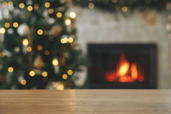 Modello Festivo Natale Cartone Legno Modellano Prodotto Elegante Tavolo Legno — Foto Stock