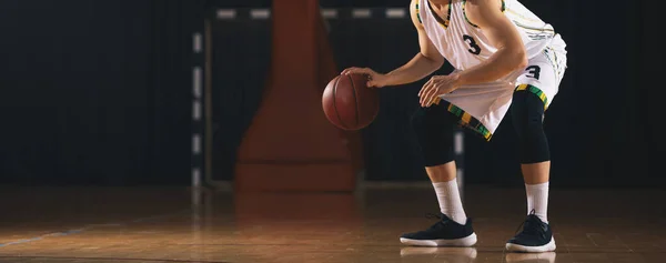 Баскетболист Играющий Мяч Баскетбол Спорт Баскетболист Неузнаваемый Баскетболист Дриблинг — стоковое фото