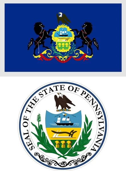 Государственный Флаг Пенсильвании Герб Сша — стоковый вектор