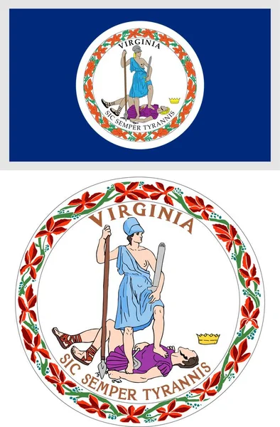 Virginia State Flag Coat Arm Design — Stock Vector