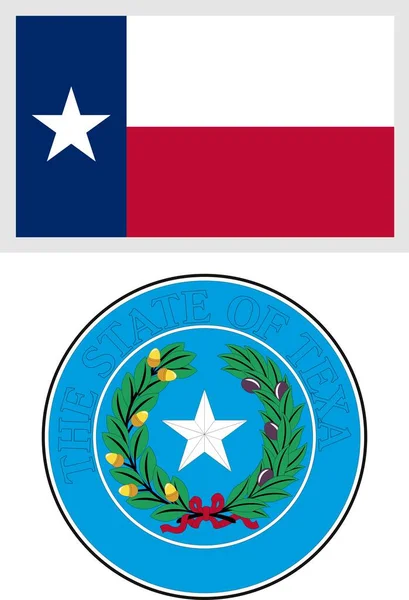 Bandeira Brasão Armas Estado Dos Eua Texas —  Vetores de Stock