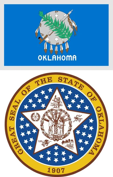 Flagge Und Wappendesign Des Bundesstaates Oklahoma — Stockvektor