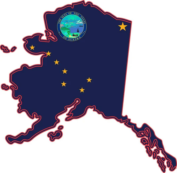 アラスカ州地図米国 — ストックベクタ