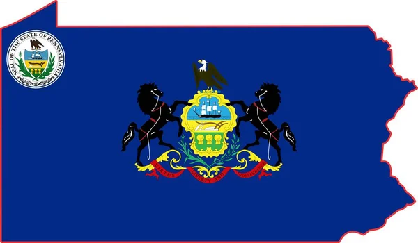 Mapa Pennsylvania State Usa — Vector de stock