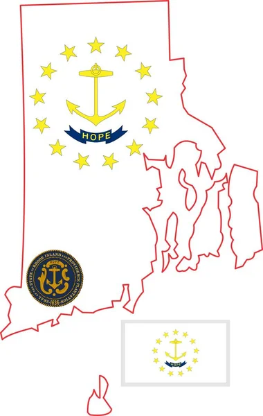 Mapa Rhode Island State Estados Unidos — Vector de stock