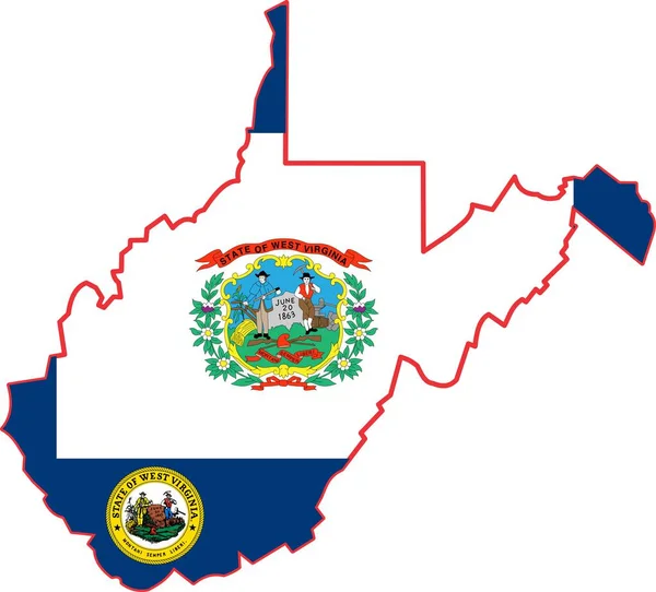 Mapa West Virginia State Estados Unidos — Vector de stock