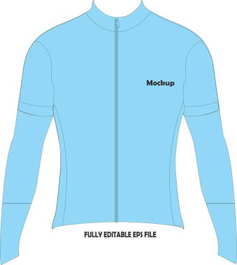 Uzun kollu bisiklet, Jersey Mockup illüstrasyon Vektörleri