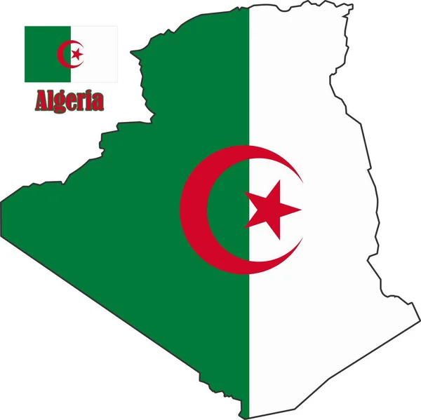 Algerien Karte Und Flagge — Stockvektor