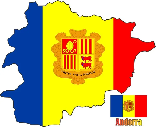 Andorra Karta Och Flagga — Stock vektor