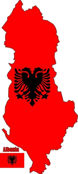 Mapa Albanii Flaga — Wektor stockowy