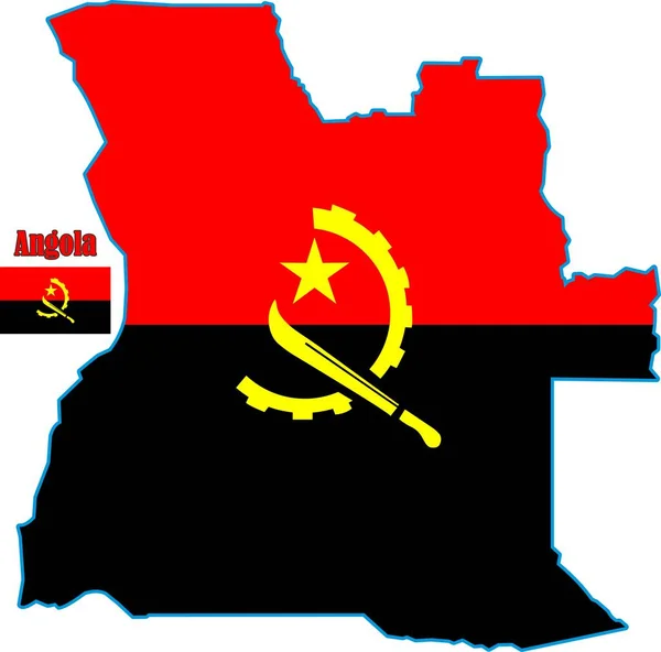 Mapa Angoli Flaga — Wektor stockowy