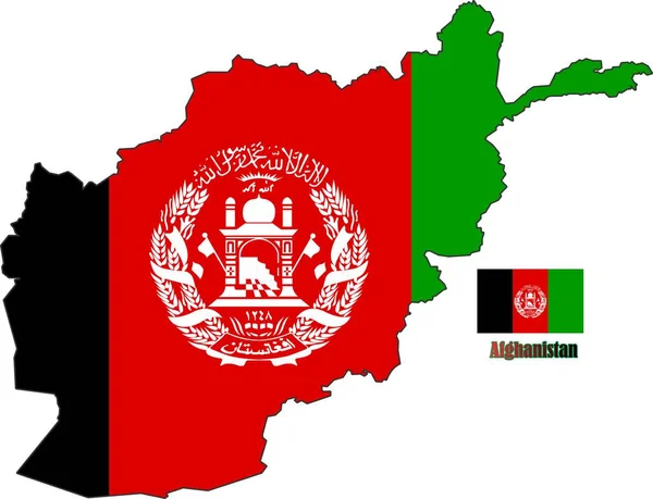 Afghanistan Karta Och Flagga — Stock vektor