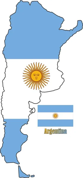 Argentina地图和国旗 — 图库矢量图片