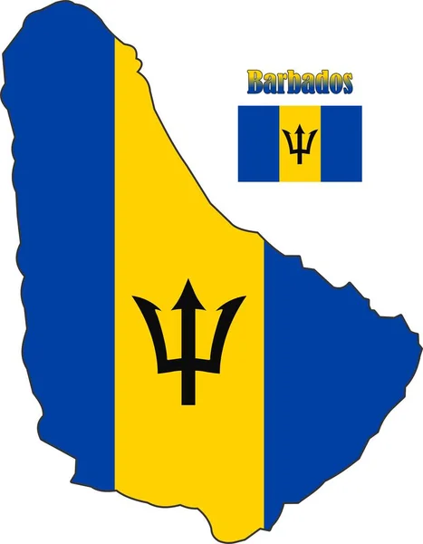 Kaart Vlaggenvector Van Barbados — Stockvector