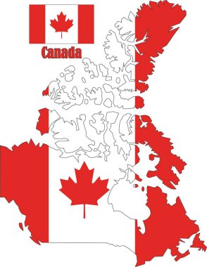 Kanada Harita ve Bayrak Vektörleri