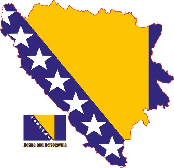 Karta Över Bosnien Och Hercegovina Och Flaggvektorer — Stock vektor