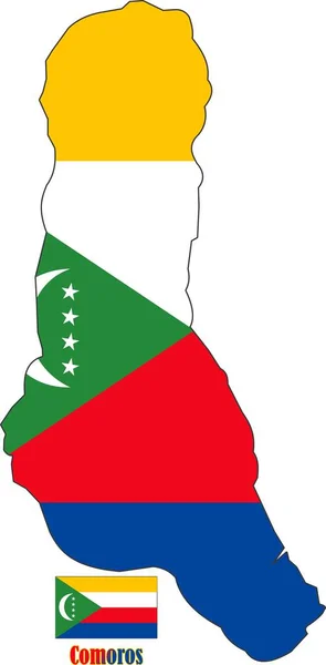Kaart Van Comoren Vlaggensectoren — Stockvector