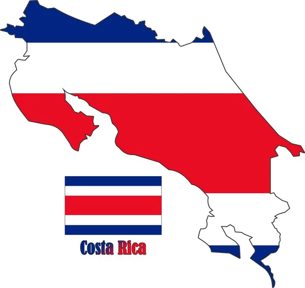 Costa Rica Mapa Vectores Bandera — Vector de stock