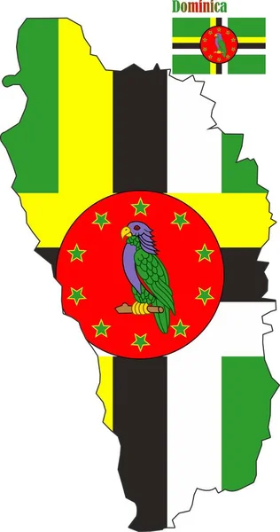 Dominica Karte Und Flaggenvektoren — Stockvektor
