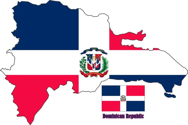 多米尼加共和国地图和国旗矢量 — 图库矢量图片