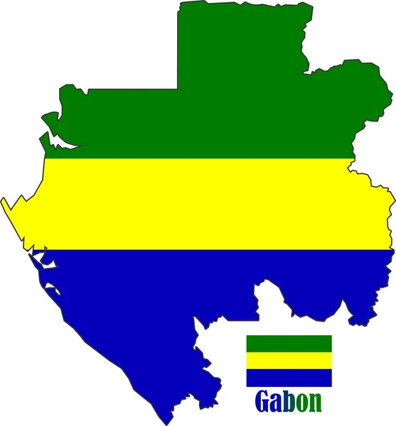 Gabon Térkép Zászló — Stock Vector
