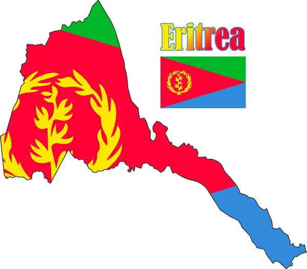 Kaart Vlag Van Eritrea — Stockvector