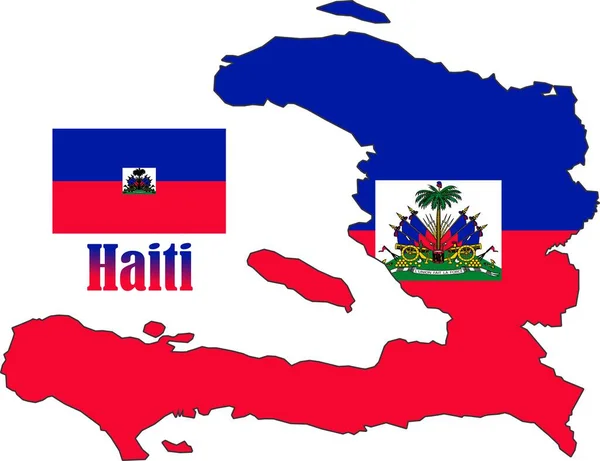 Kaart Vlag Van Haïti — Stockvector