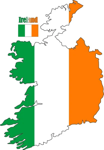 Irlanda Mapa Bandeira — Vetor de Stock