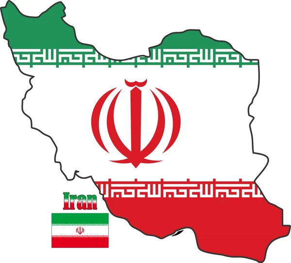 Karta Och Flagga Över Iran — Stock vektor
