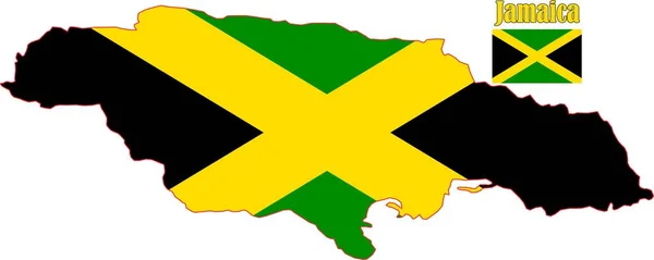 牙买加地图和国旗 — 图库矢量图片