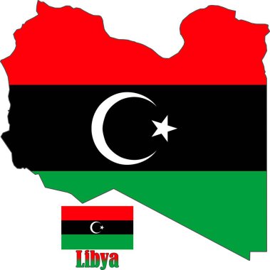 Libya Harita ve Bayrak Vektörü
