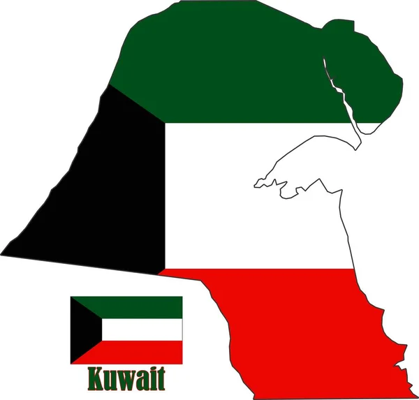 Kuwait Karta Och Flaggvektor — Stock vektor