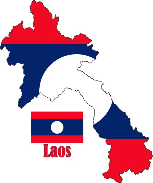 Mappa Bandiera Del Laos Vector — Vettoriale Stock