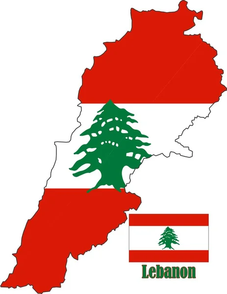 Libanon Karte Und Flaggenvektor — Stockvektor
