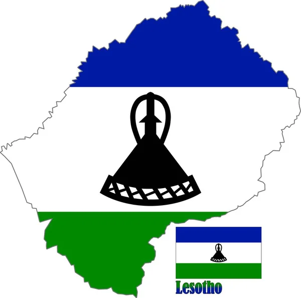 Lesotho Térkép Zászlóvektor — Stock Vector