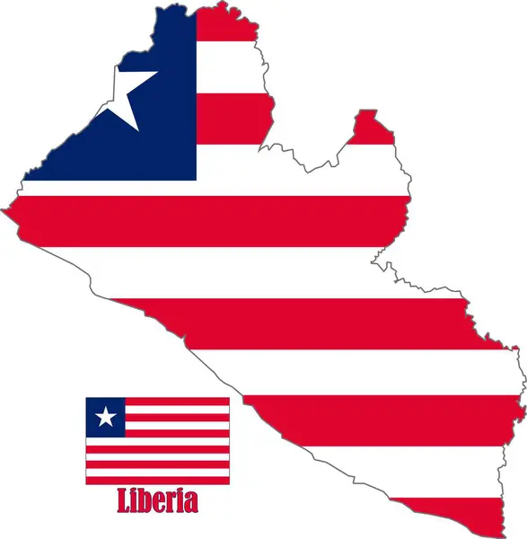 Liberia Karta Och Flaggvektor — Stock vektor