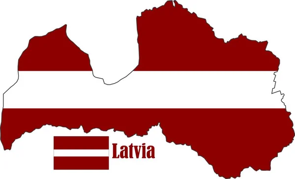 Mapa Łotwy Wektor Bandery — Wektor stockowy