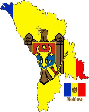 Moldova Haritası ve Bayrak Vektörleri 